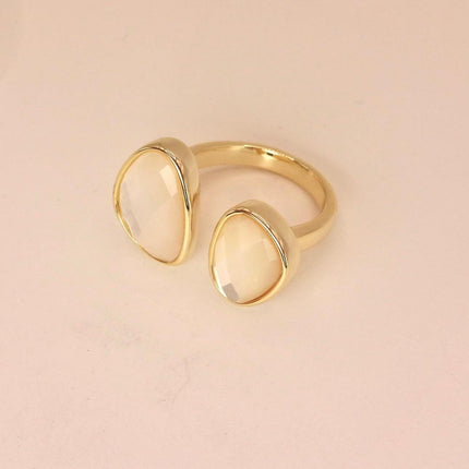 Vintage Mother of Pearl Ring – Gold & Sterling Silver – Adjustable Size