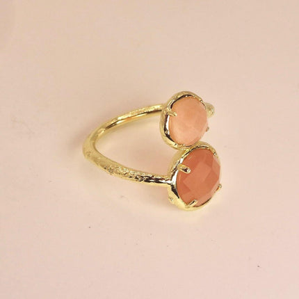 Vintage Gold Bronze Cherry Quartz Ring: Boho Statement Jewelry Adjustable
