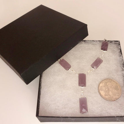 Vintage Amethyst Necklace - Purple Gemstone on Sterling Silver Chain