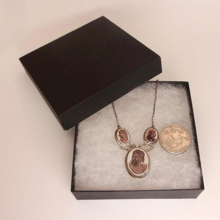 Vintage Abalone Cameo Necklace 925 Sterling Silver