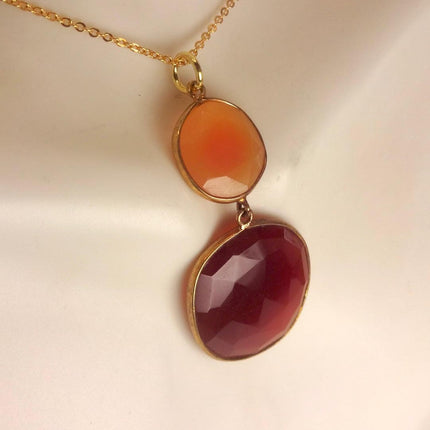 Vintage Red Carnelian Necklace - Gold Filled Minimalist Stacking Chain