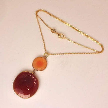 Vintage Red Carnelian Necklace - Gold Filled Minimalist Stacking Chain