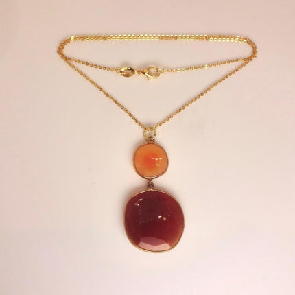 Vintage Red Carnelian Necklace - Gold Filled Minimalist Stacking Chain