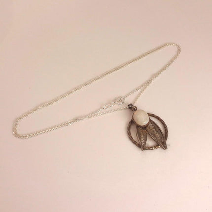 Vintage White Fire Opal Necklace Gold Filled and Sterling Silver