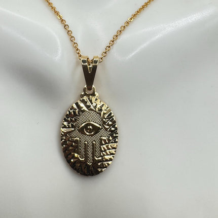 Gold Filled Lucky Charm Necklace: Evil Eye Hand of Fatima
