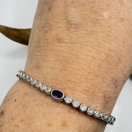 Vintage Blue Iolite CZ Bracelet Sterling Silver 925