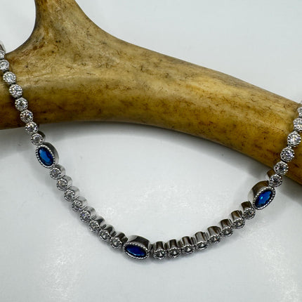 Vintage Blue Iolite CZ Bracelet Sterling Silver 925