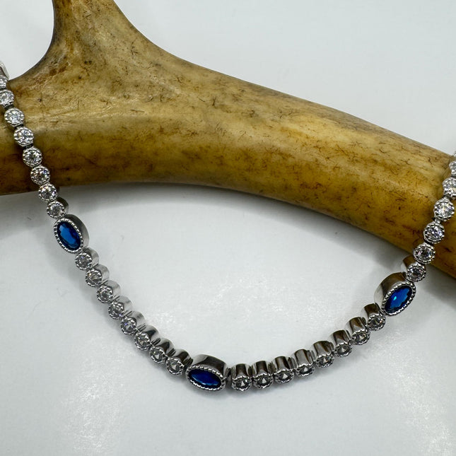 Vintage Blue Iolite CZ Bracelet Sterling Silver 925