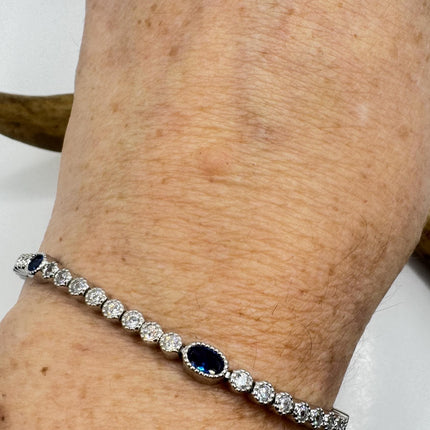 Vintage Blue Iolite CZ Bracelet Sterling Silver 925