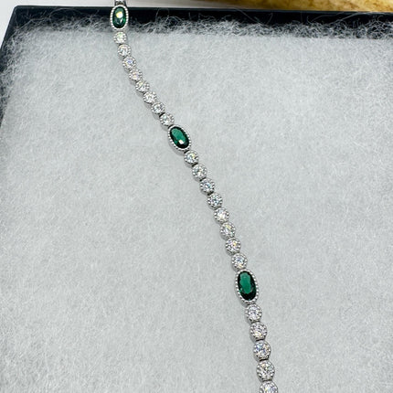 Vintage Green Chrome Diopside 925 Sterling Silver Bracelet