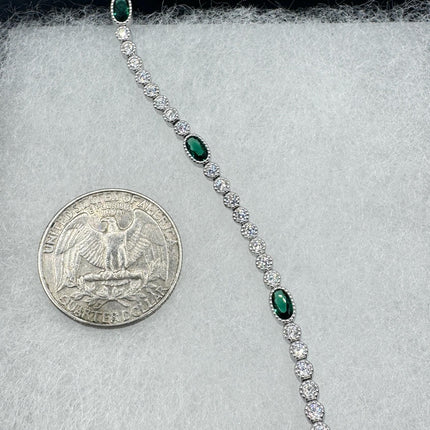 Vintage Green Chrome Diopside 925 Sterling Silver Bracelet