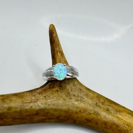Vintage Fire Opal Ring 925 Sterling Silver