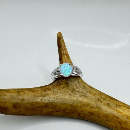 Vintage Fire Opal Ring 925 Sterling Silver