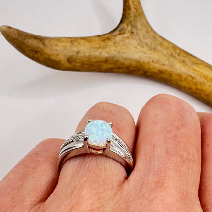 Vintage Fire Opal Ring 925 Sterling Silver