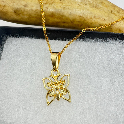 Butterfly Necklace: Vintage Gold Filled Pendant