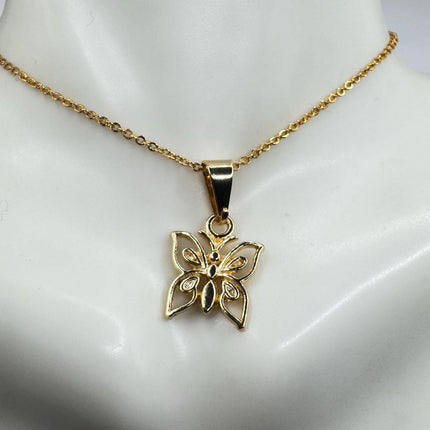 Butterfly Necklace: Vintage Gold Filled Pendant