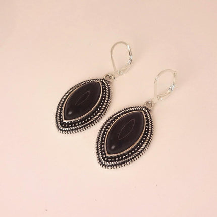 Vintage Red Garnet 925 Sterling Silver Lever Back Earrings