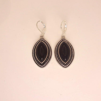 Vintage Red Garnet 925 Sterling Silver Lever Back Earrings