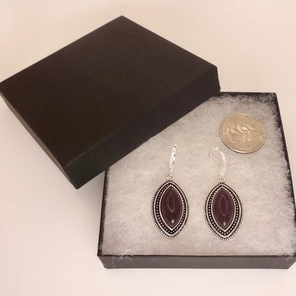 Vintage Red Garnet 925 Sterling Silver Lever Back Earrings