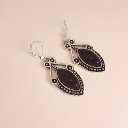 Vintage Red Garnet 925 Sterling Silver Lever Back Earrings