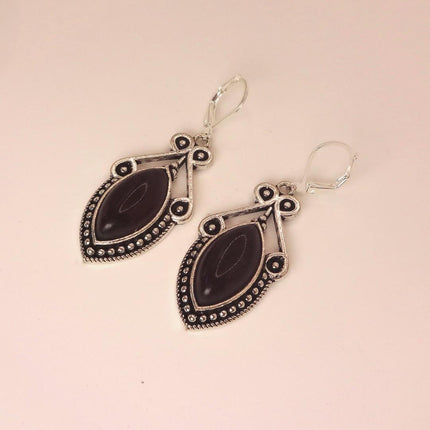 Vintage Red Garnet 925 Sterling Silver Lever Back Earrings