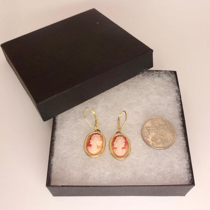 Vintage GF Cameo Leverback Earrings - Delicate Gold Design for Everyday Wear