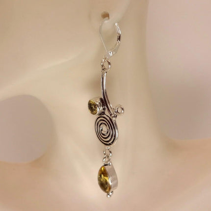 Vintage Yellow Citrine Silver Chandelier Drop Earrings | 925 sterling Silver Lever Backs