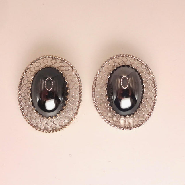 Vintage Hematite Clip-On Earrings