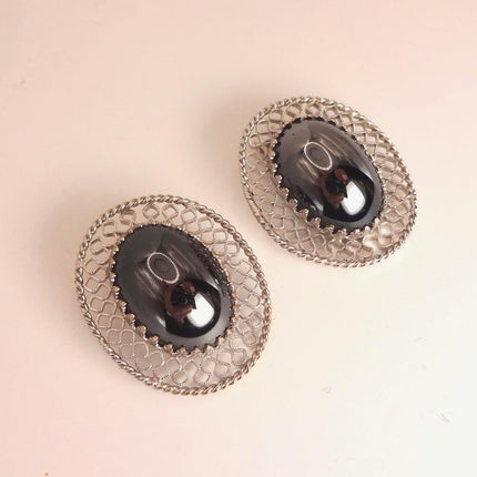 Vintage Hematite Clip-On Earrings