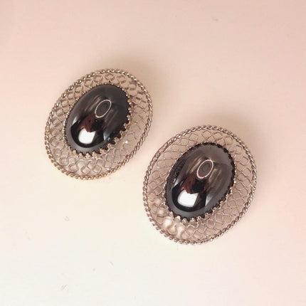 Vintage Hematite Clip-On Earrings