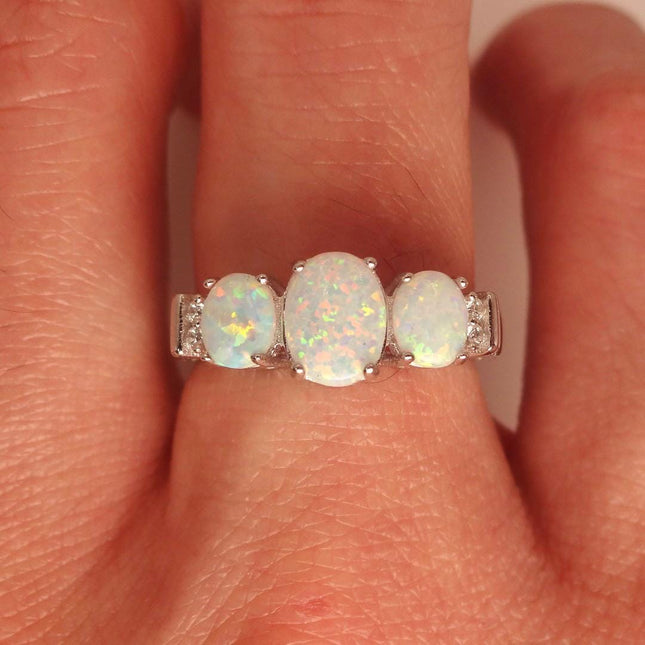 Vintage Fire Opal Ring 925 Sterling Silver