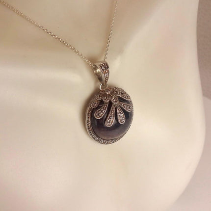 Vintage Blue Sapphire Necklace 925 Sterling Silver Chain Necklace | Minimalist Style Crystal