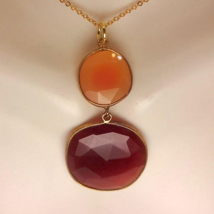 Vintage Red Carnelian Necklace - Gold Filled Minimalist Stacking Chain