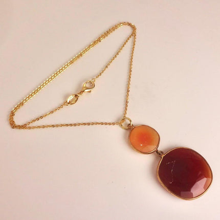 Vintage Red Carnelian Necklace - Gold Filled Minimalist Stacking Chain