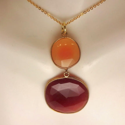 Vintage Red Carnelian Necklace - Gold Filled Minimalist Stacking Chain