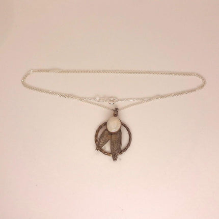 Vintage White Fire Opal Necklace Gold Filled and Sterling Silver