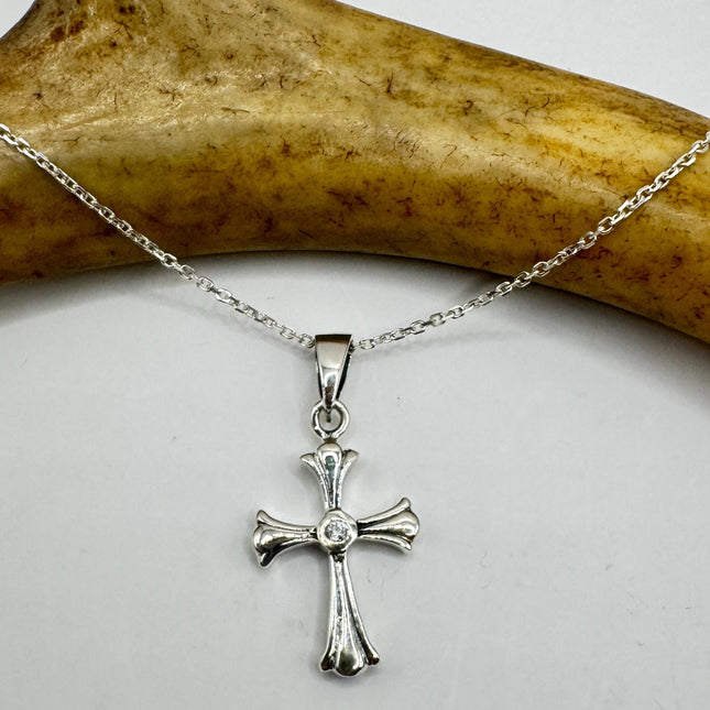 Vintage Sterling Silver Cross Pendant Necklace: Religious Charm