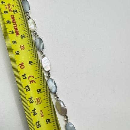 Vintage Mother of Pearl Bracelet Set in 925 Sterling Silver Stacking Birthstone Jewelry