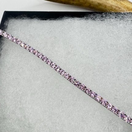 Vintage Pink Ice CZ Tennis Bracelet: 925 Sterling Silver