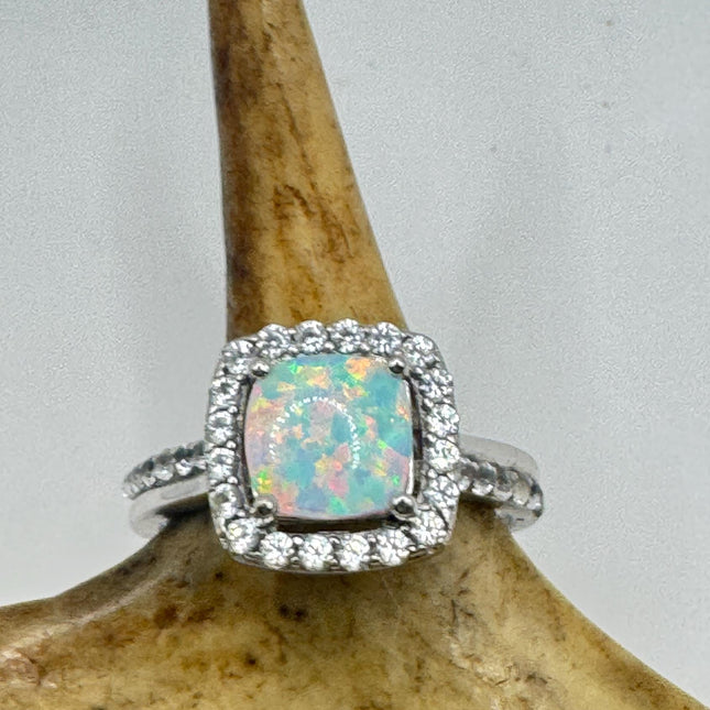 Vintage Fire Opal Ring 925 Sterling Silver