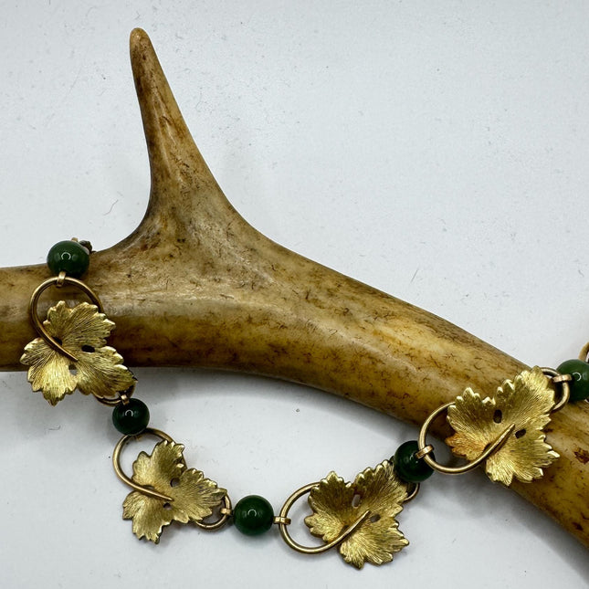 Vintage Green Jade Gold Filled Bracelet - Minimal Everyday Layered Stacking - Dainty Simple Design