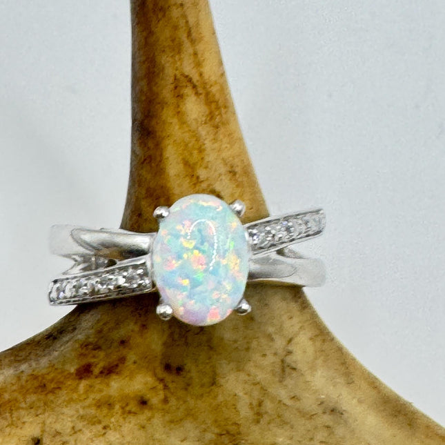 Vintage Fire Opal Ring 925 Sterling Silver