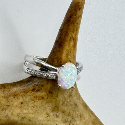 Vintage Fire Opal Ring 925 Sterling Silver