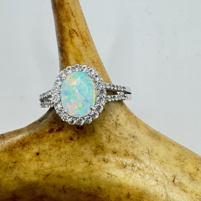Vintage Fire Opal Ring 925 Sterling Silver