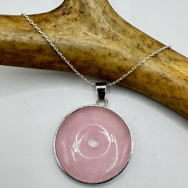Vintage Rose Quartz Choker - Sterling Silver Necklace Pink Gemstone Jewelry
