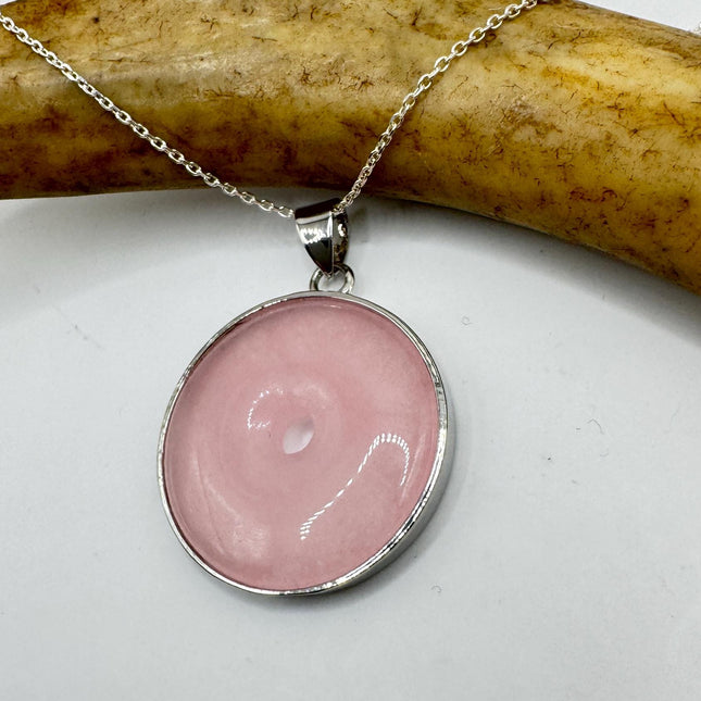 Vintage Rose Quartz Choker - Sterling Silver Necklace Pink Gemstone Jewelry
