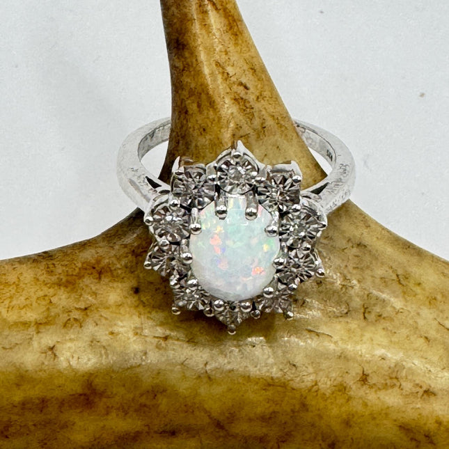 Vintage Fire Opal Sterling Silver Ring: Promise, Wedding, Stacking