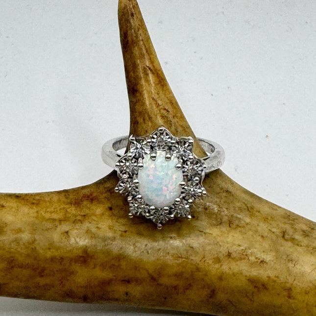 Vintage Fire Opal Sterling Silver Ring: Promise, Wedding, Stacking