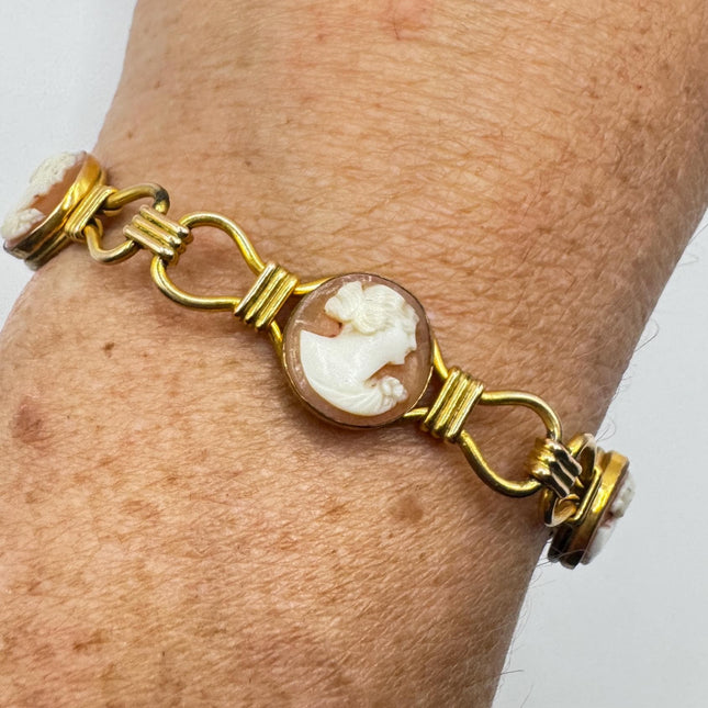 Vintage Gold Filled Cameo Stacking Layered Bracelet
