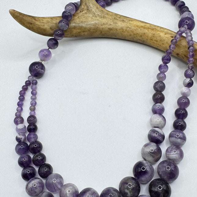 Vintage Silver Purple Amethyst Beaded Choker Necklace | Deco Chunky Layered